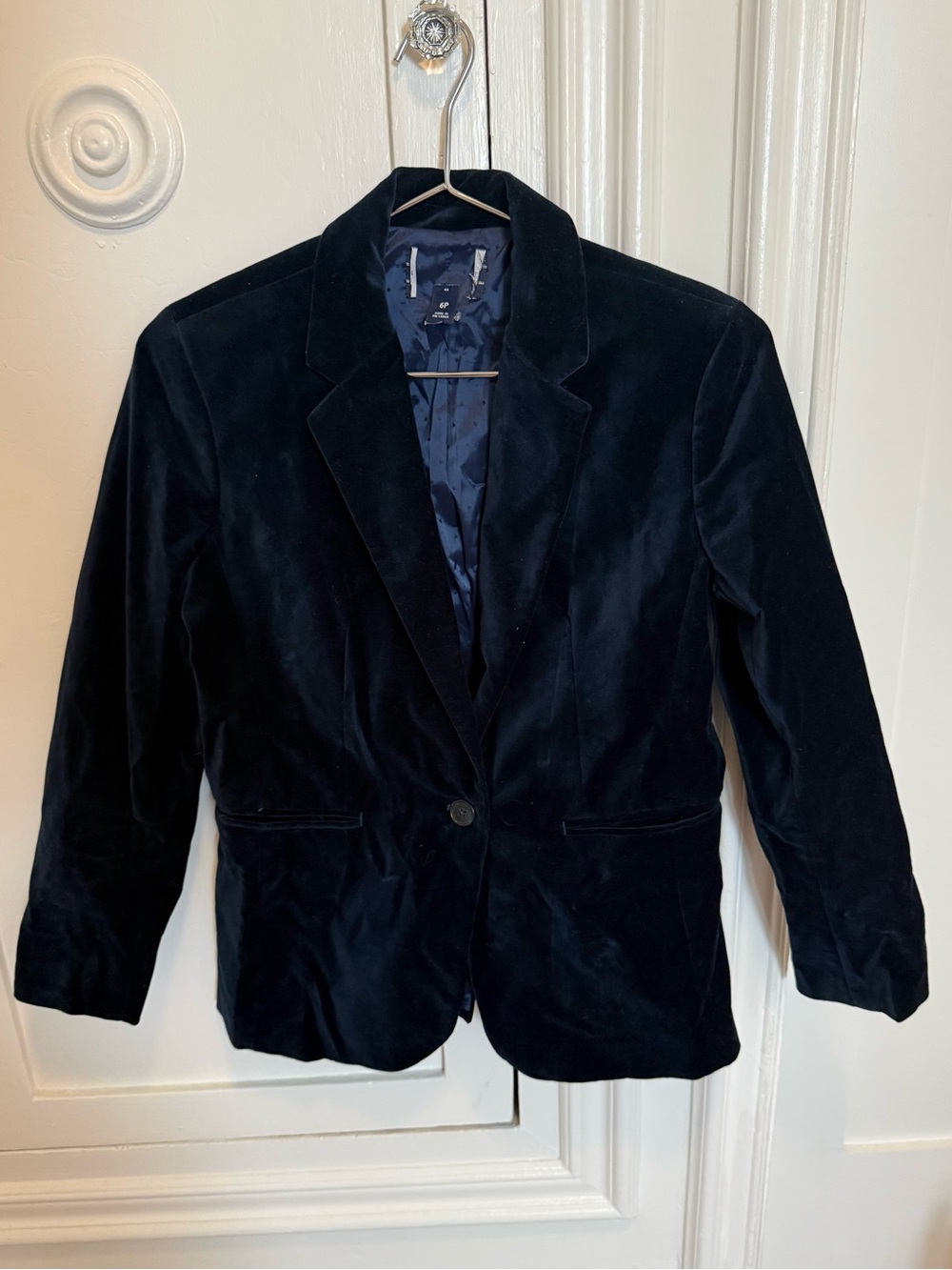 Dark Navy Velvet Blazer - Single Button